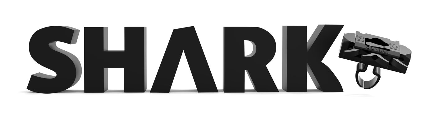 Shark logo with the patented Shark hidden fastener clip